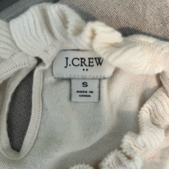 J. Crew Cream Ruffle Neck Top - Picture 3 of 3
